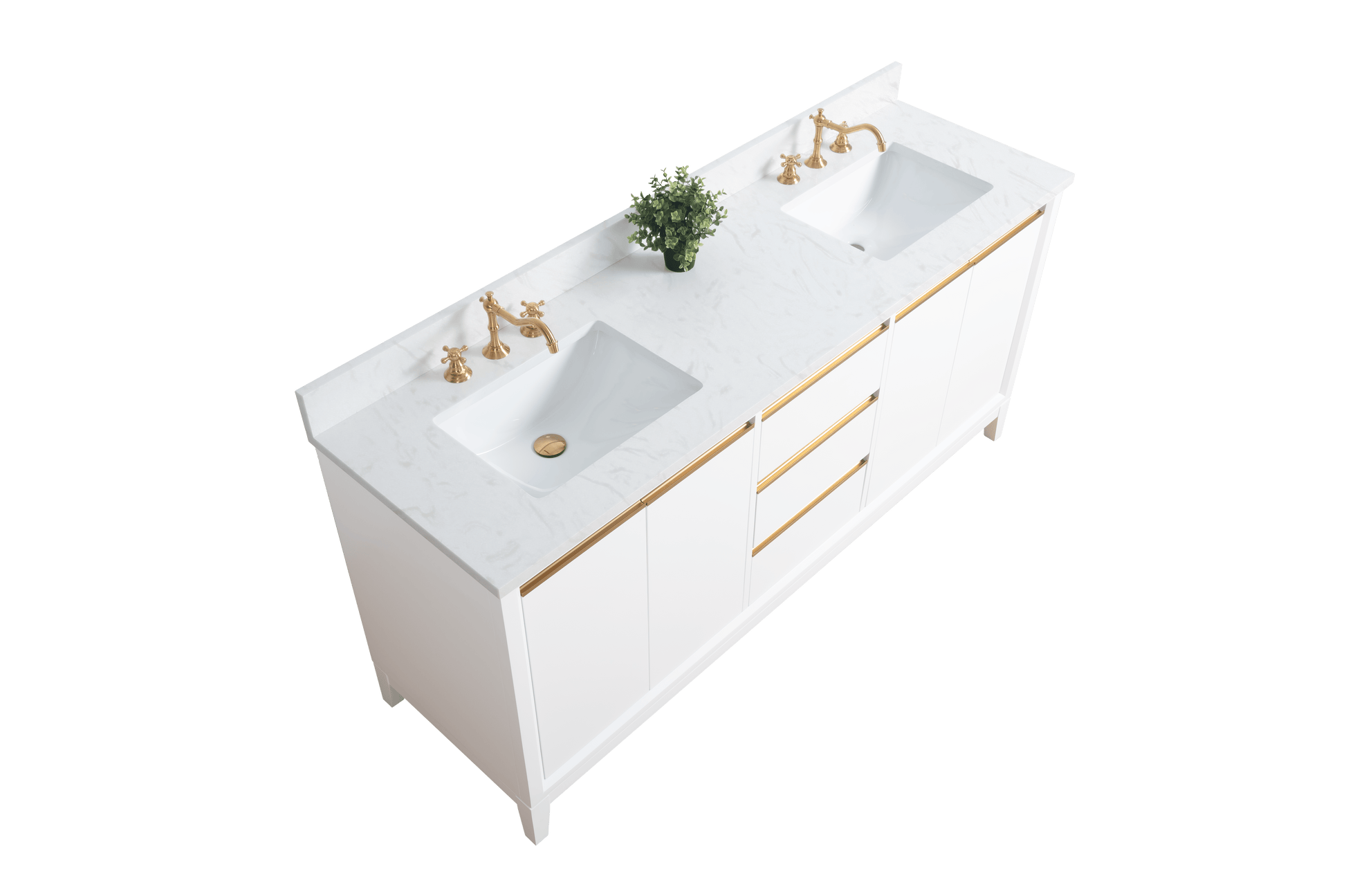 Vanity Art VA8072-DW 72 Inch Double Sink Bathroom Vanity in White with Marble Countertop - Vanity Art VA8072-DW