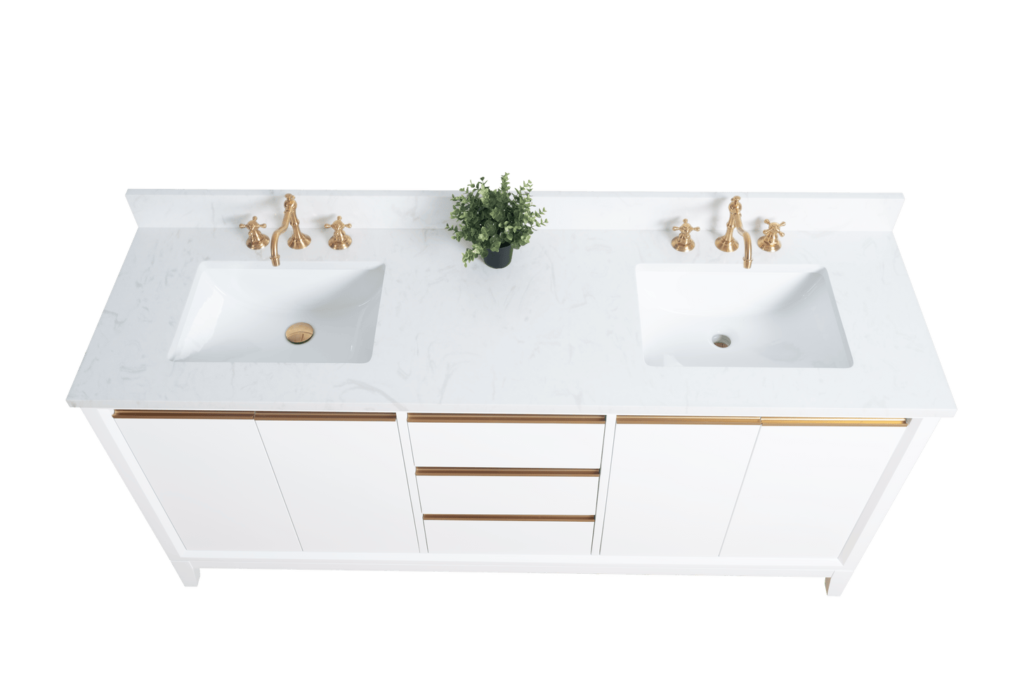 Vanity Art VA8072-DW 72 Inch Double Sink Bathroom Vanity in White with Marble Countertop - Vanity Art VA8072-DW