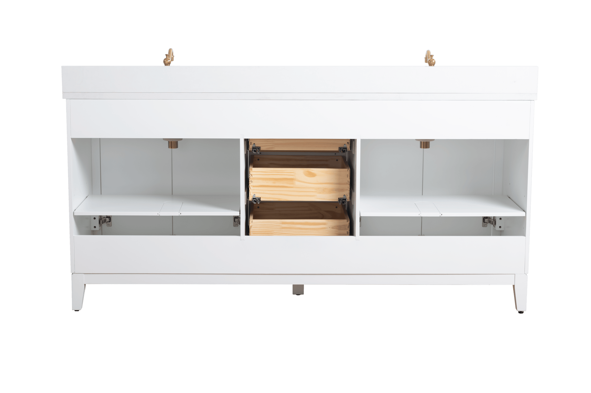 Vanity Art VA8072-DW 72 Inch Double Sink Bathroom Vanity in White with Marble Countertop - Vanity Art VA8072-DW