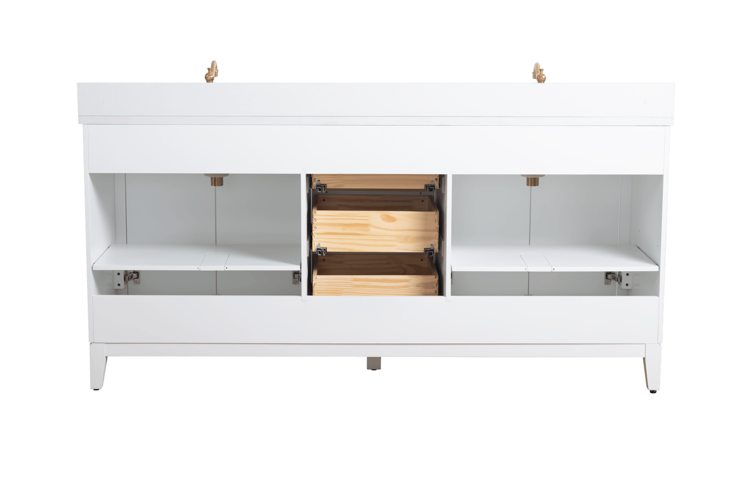 Vanity Art VA8072-DW 72 Inch Double Sink Bathroom Vanity in White with Marble Countertop - Vanity Art VA8072-DW