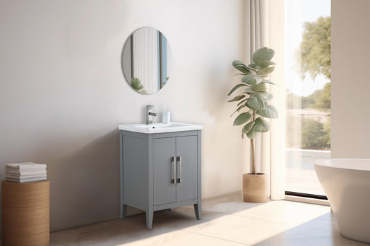 Vanity Art VA9020-G 20 Inch Single Sink Bathroom Vanity in Cashmere Gray with Ceramic Top - Vanity Art VA9020-G