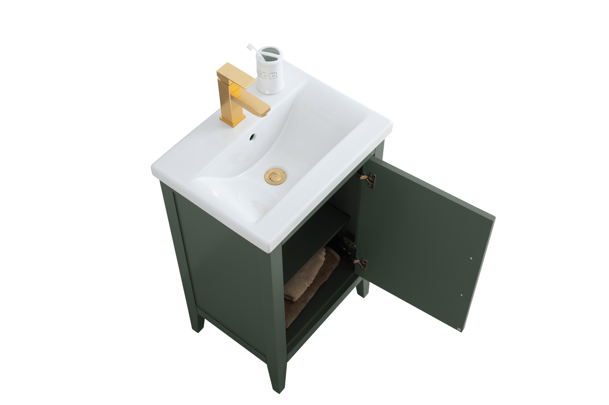 Vanity Art VA9020-VG 20 Inch Single Sink Bathroom Vanity in Vintage Green with Ceramic Top - Vanity Art VA9020-VG