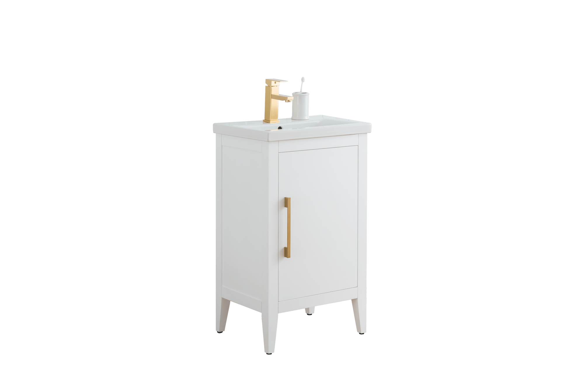 Vanity Art VA9020-W 20 Inch Single Sink Bathroom Vanity in White with Ceramic Top - Vanity Art VA9020-W