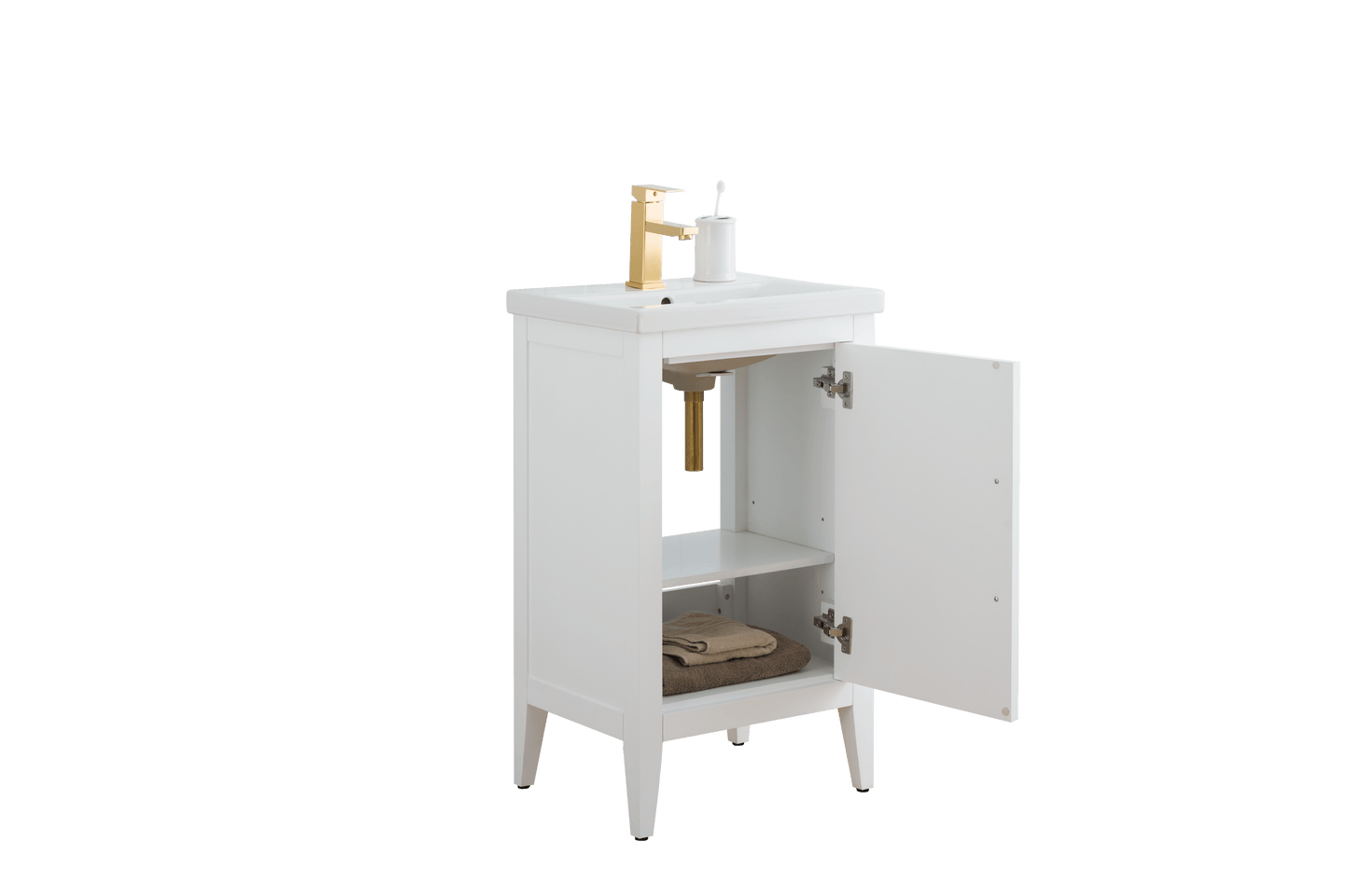 Vanity Art VA9020-W 20 Inch Single Sink Bathroom Vanity in White with Ceramic Top - Vanity Art VA9020-W