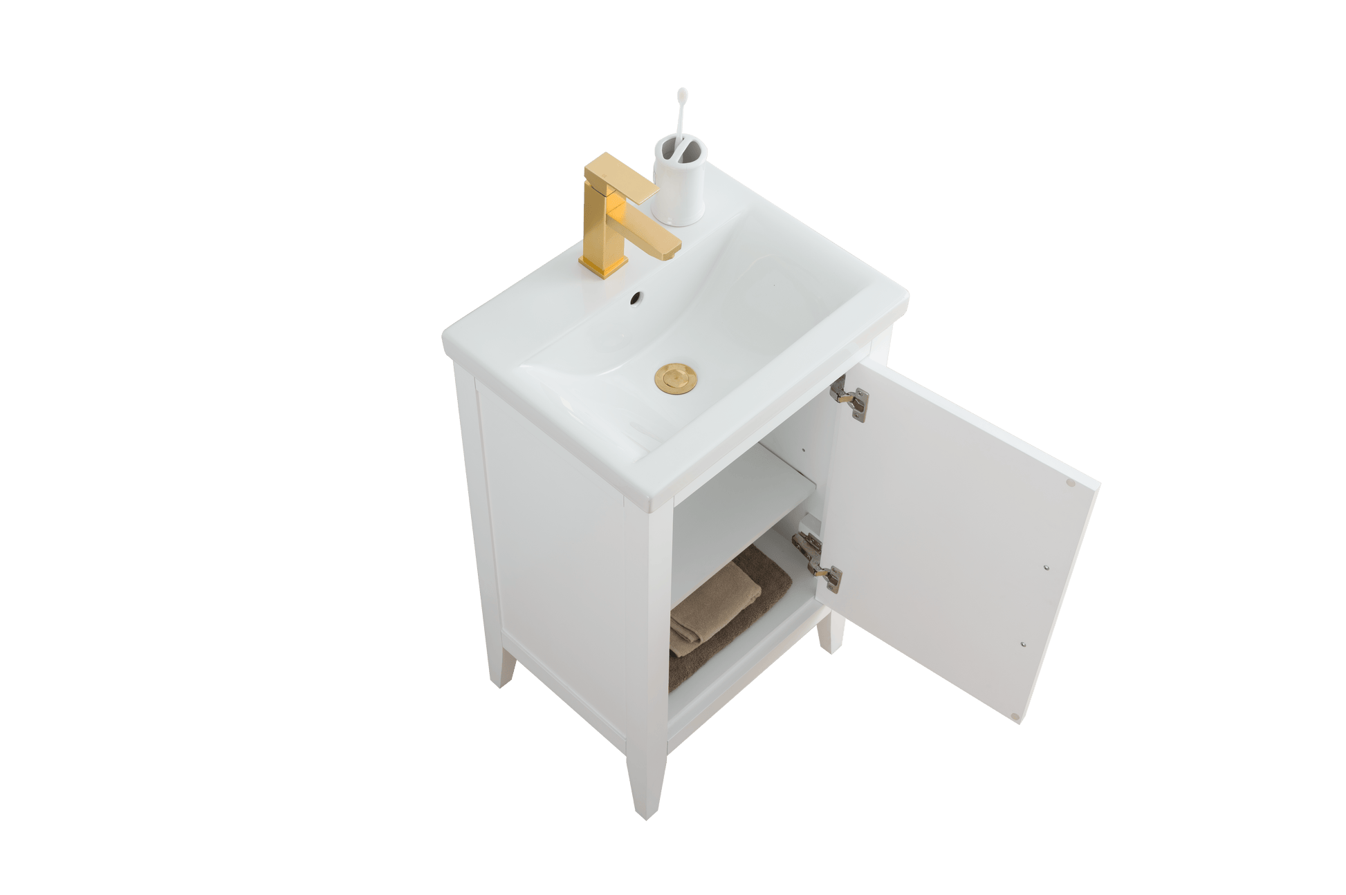 Vanity Art VA9020-W 20 Inch Single Sink Bathroom Vanity in White with Ceramic Top - Vanity Art VA9020-W