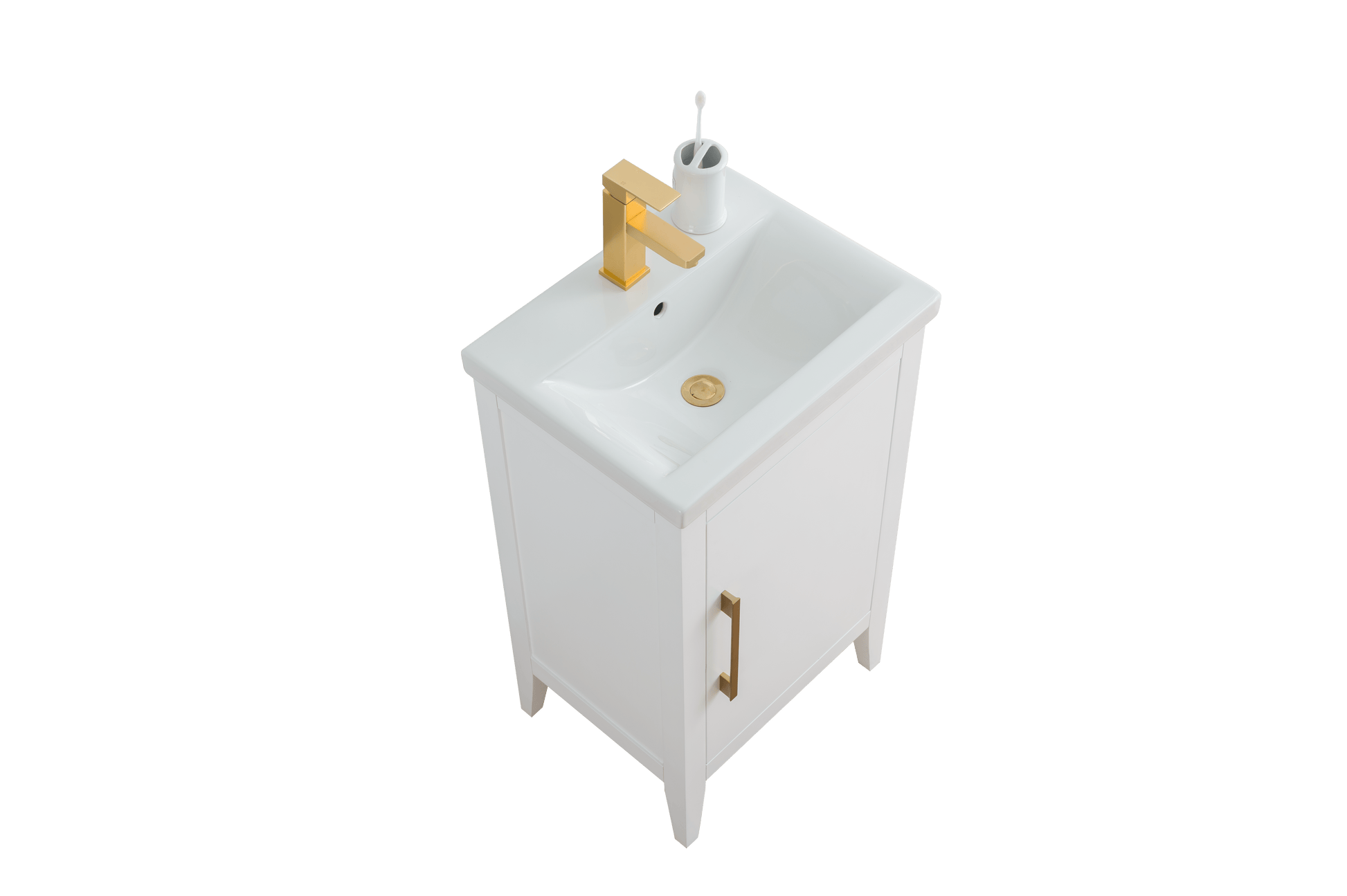 Vanity Art VA9020-W 20 Inch Single Sink Bathroom Vanity in White with Ceramic Top - Vanity Art VA9020-W