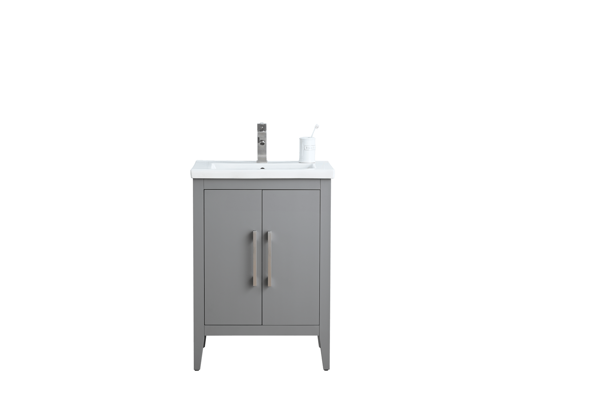 Vanity Art VA9024-G 24 Inch Single Sink Bathroom Vanity in Cashmere Gray with Ceramic Top - Vanity Art VA9024-G