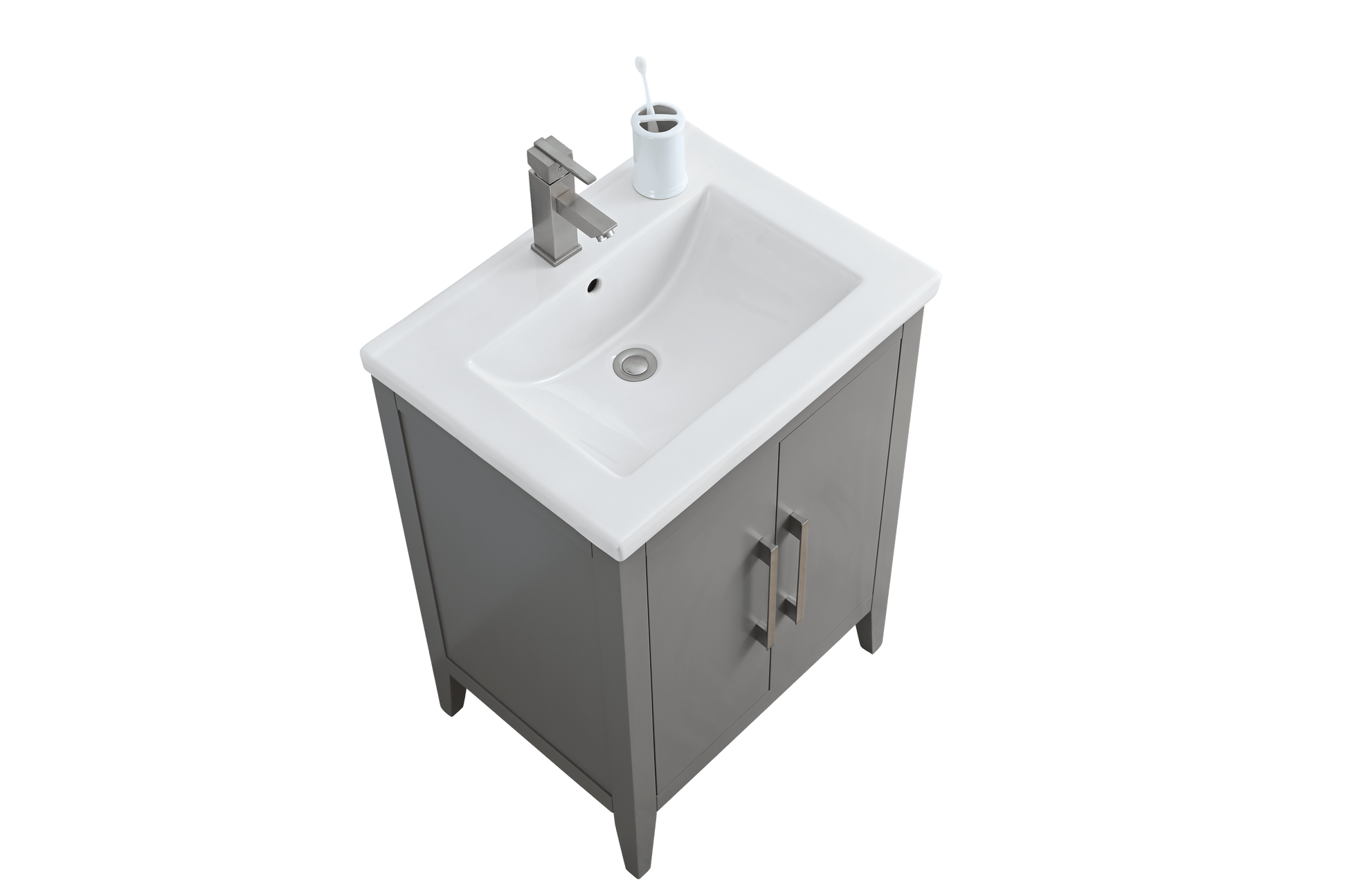 Vanity Art VA9024-G 24 Inch Single Sink Bathroom Vanity in Cashmere Gray with Ceramic Top - Vanity Art VA9024-G