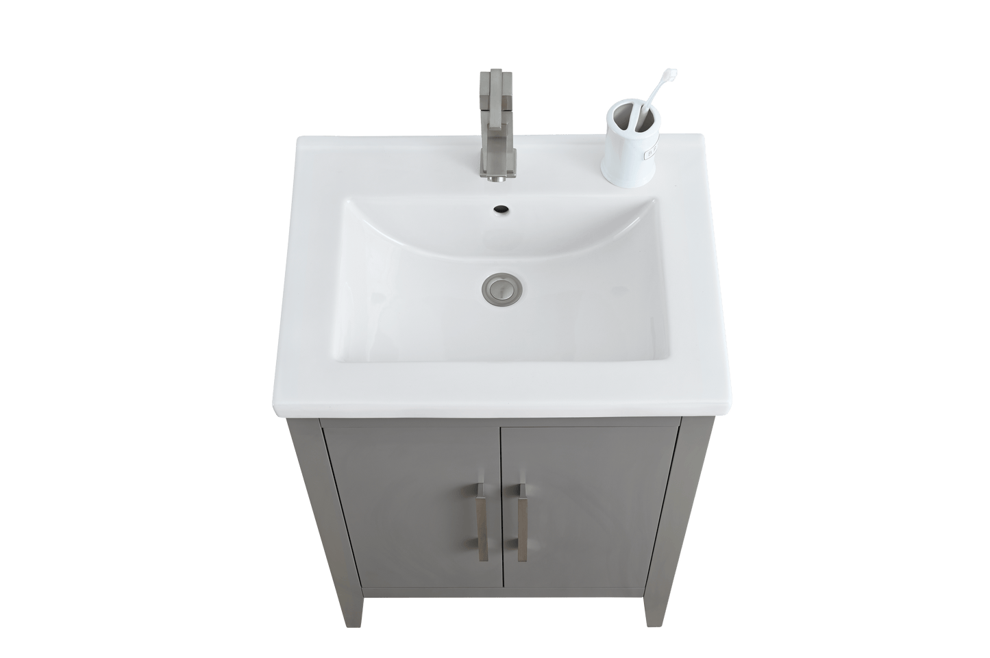 Vanity Art VA9024-G 24 Inch Single Sink Bathroom Vanity in Cashmere Gray with Ceramic Top - Vanity Art VA9024-G