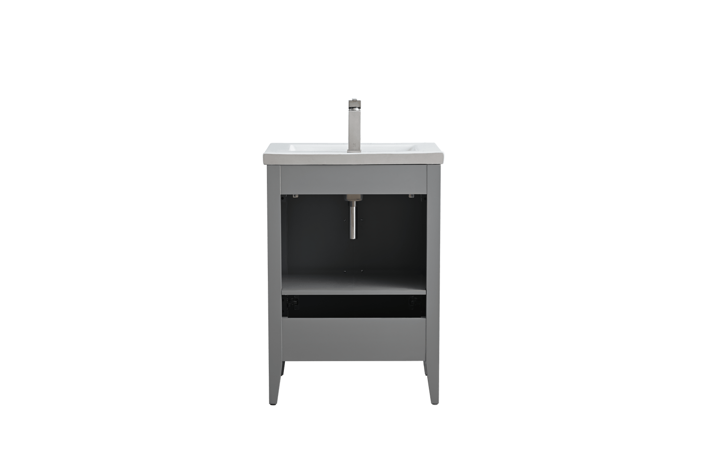 Vanity Art VA9024-G 24 Inch Single Sink Bathroom Vanity in Cashmere Gray with Ceramic Top - Vanity Art VA9024-G