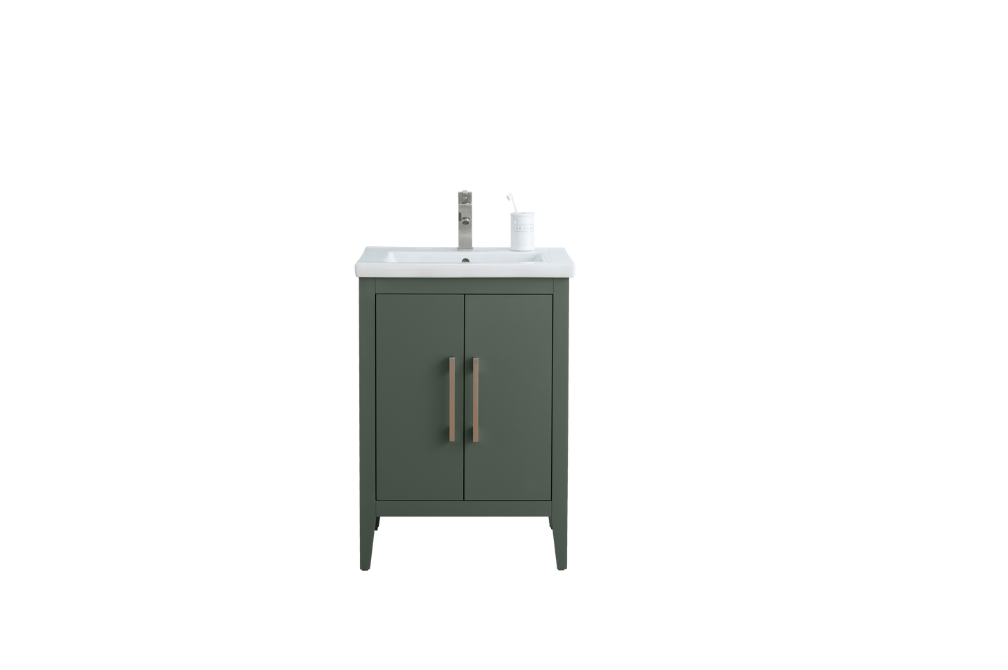 Vanity Art VA9024-VG 24 Inch Single Sink Bathroom Vanity in Vintage Green with Ceramic Top - Vanity Art VA9024-VG