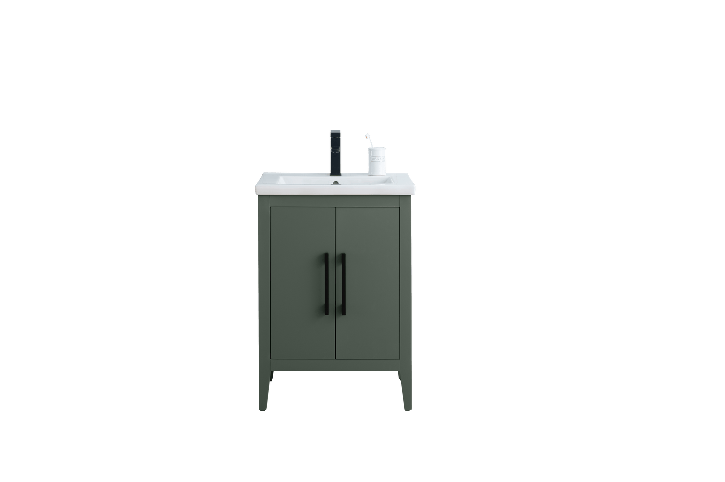 Vanity Art VA9024-VG 24 Inch Single Sink Bathroom Vanity in Vintage Green with Ceramic Top - Vanity Art VA9024-VG