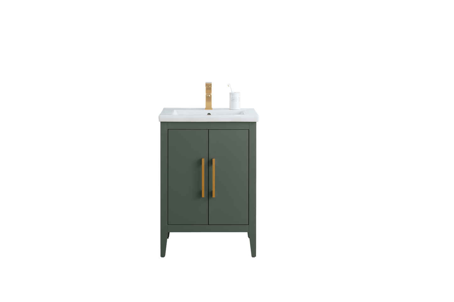 Vanity Art VA9024-VG 24 Inch Single Sink Bathroom Vanity in Vintage Green with Ceramic Top - Vanity Art VA9024-VG