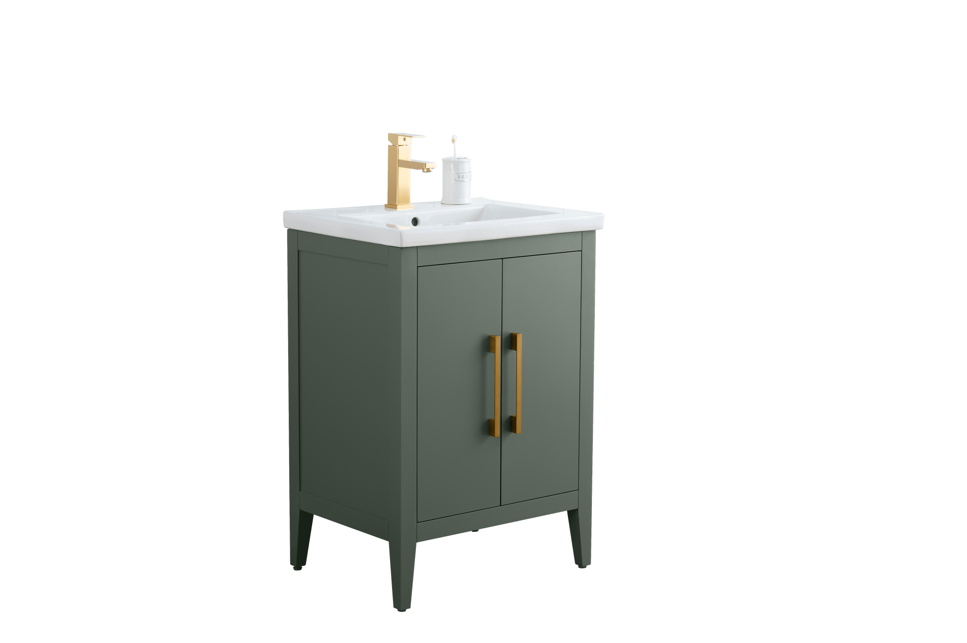 Vanity Art VA9024-VG 24 Inch Single Sink Bathroom Vanity in Vintage Green with Ceramic Top - Vanity Art VA9024-VG