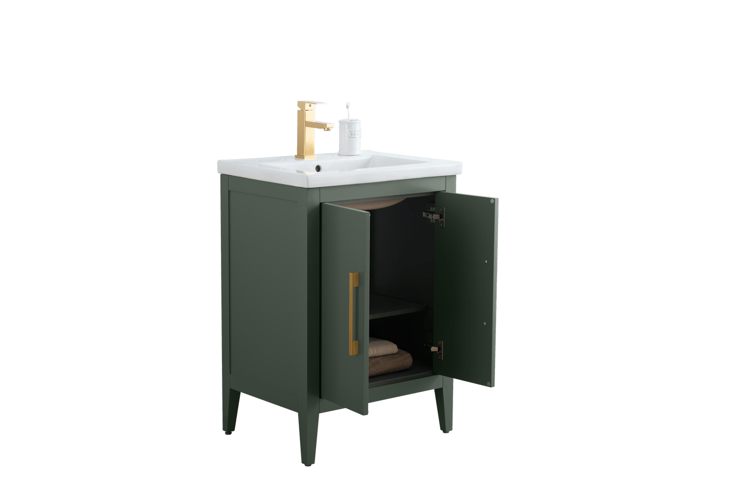 Vanity Art VA9024-VG 24 Inch Single Sink Bathroom Vanity in Vintage Green with Ceramic Top - Vanity Art VA9024-VG