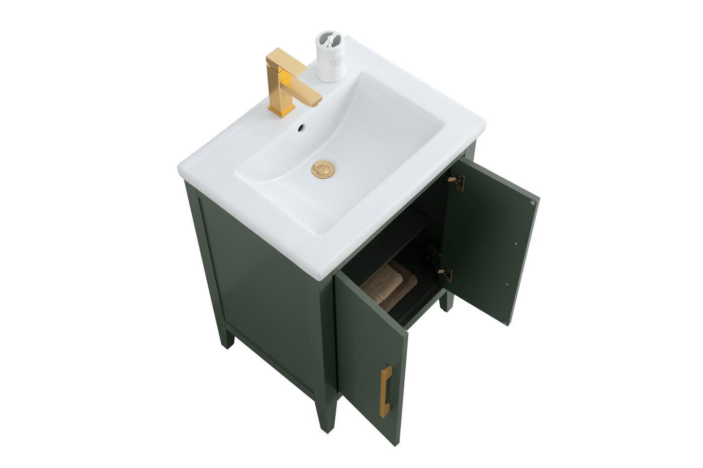 Vanity Art VA9024-VG 24 Inch Single Sink Bathroom Vanity in Vintage Green with Ceramic Top - Vanity Art VA9024-VG