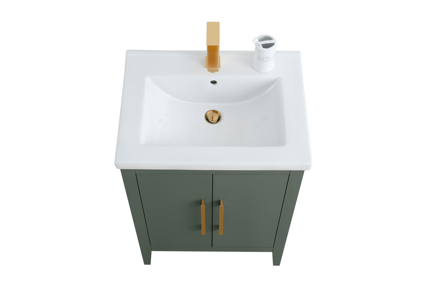 Vanity Art VA9024-VG 24 Inch Single Sink Bathroom Vanity in Vintage Green with Ceramic Top - Vanity Art VA9024-VG