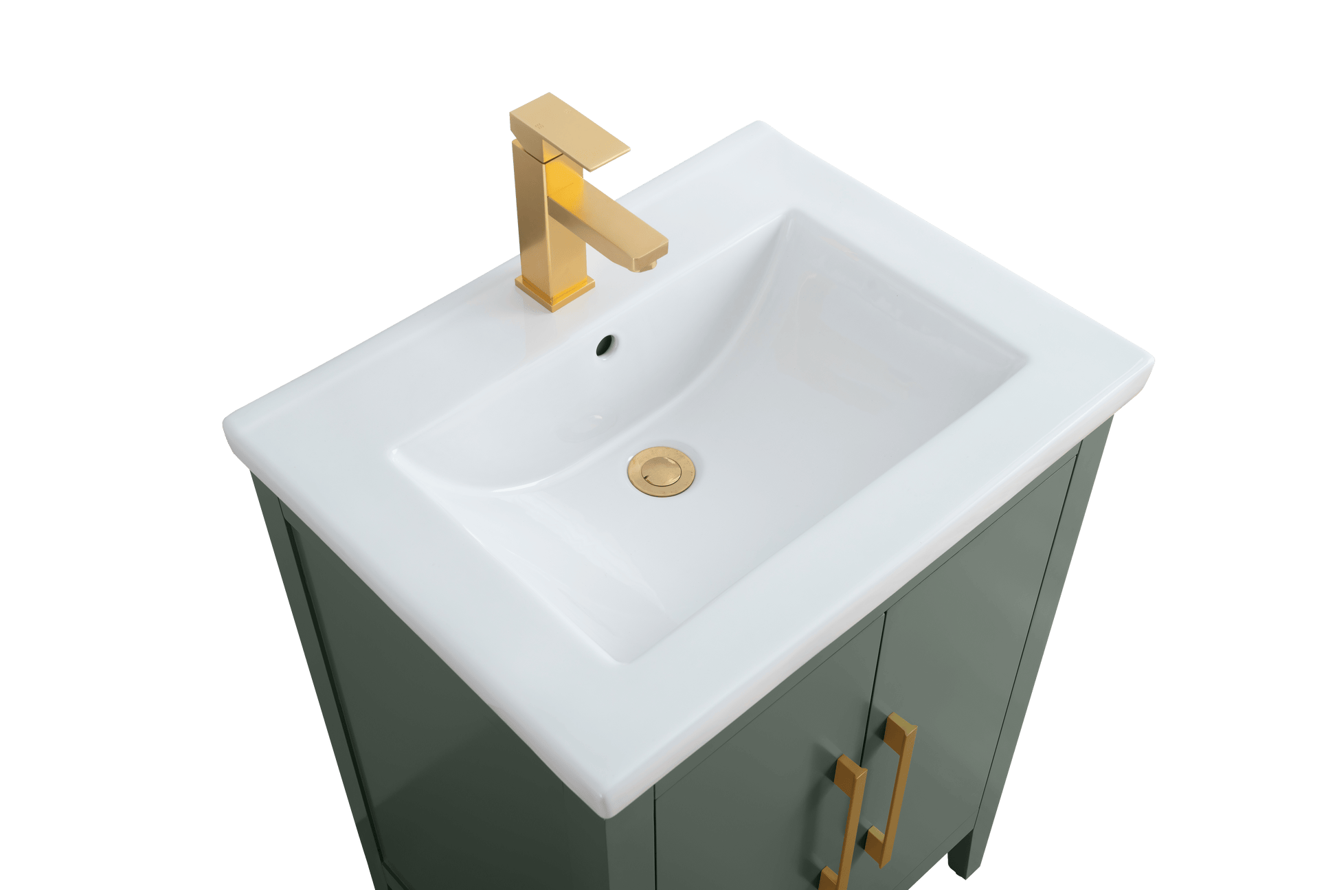 Vanity Art VA9024-VG 24 Inch Single Sink Bathroom Vanity in Vintage Green with Ceramic Top - Vanity Art VA9024-VG