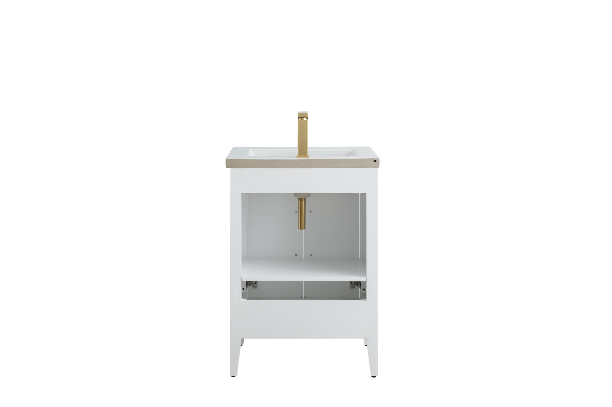 Vanity Art VA9024-W 24 Inch Single Sink Bathroom Vanity in White with Ceramic Top - Vanity Art VA9024-W