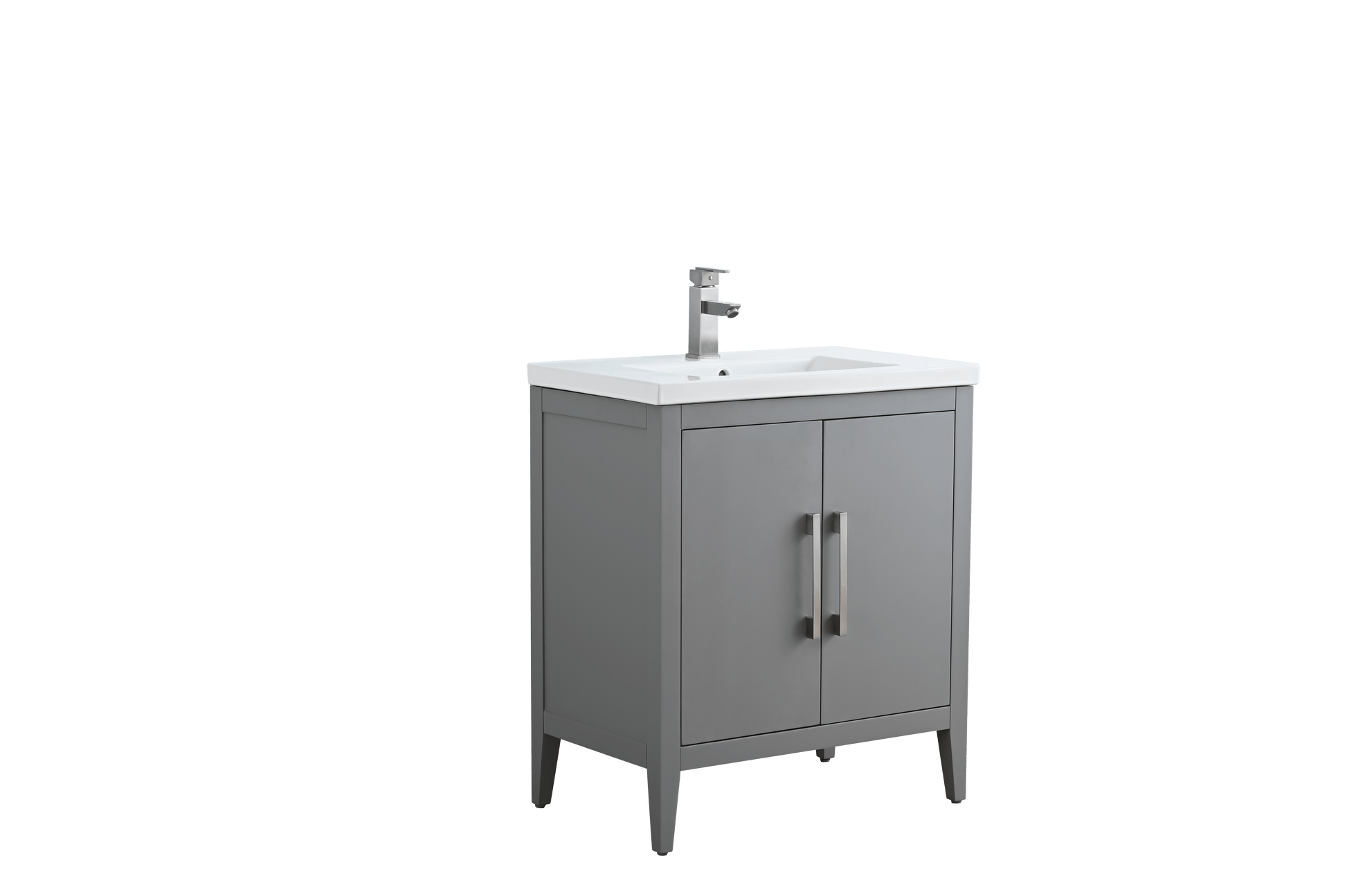 Vanity Art VA9030-G 30 Inch Single Sink Bathroom Vanity in Cashmere Gray with Ceramic Top - Vanity Art VA9030-G