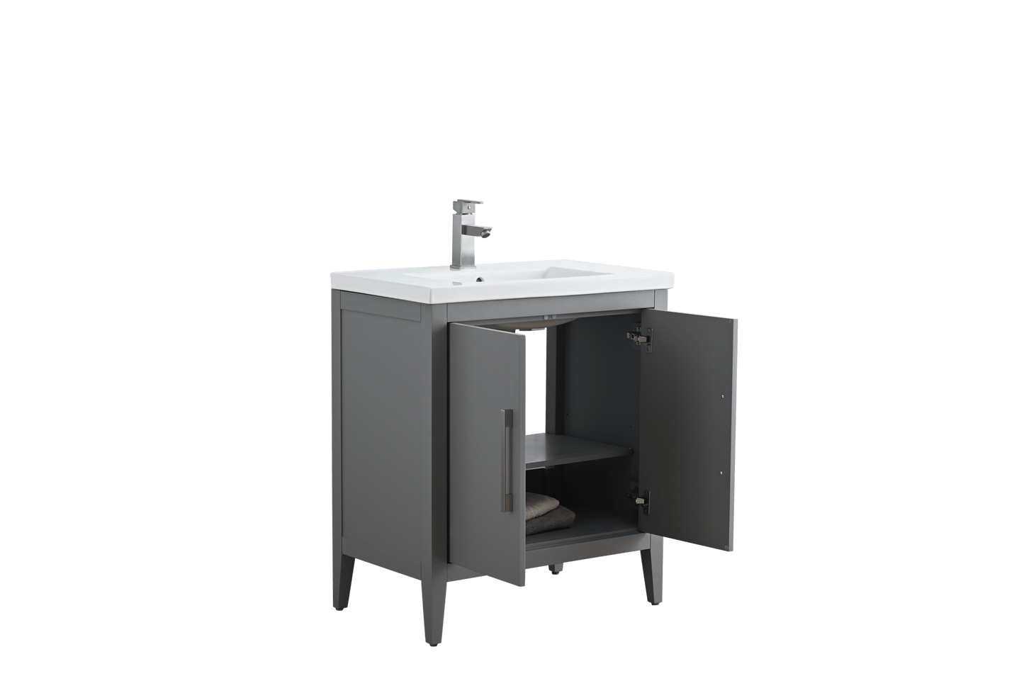 Vanity Art VA9030-G 30 Inch Single Sink Bathroom Vanity in Cashmere Gray with Ceramic Top - Vanity Art VA9030-G