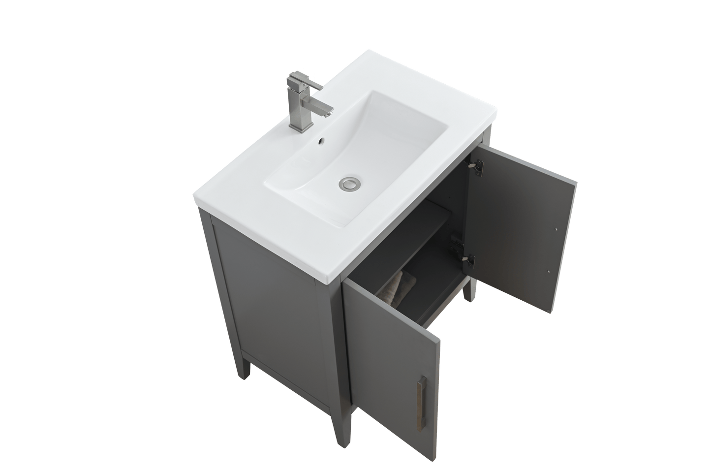 Vanity Art VA9030-G 30 Inch Single Sink Bathroom Vanity in Cashmere Gray with Ceramic Top - Vanity Art VA9030-G