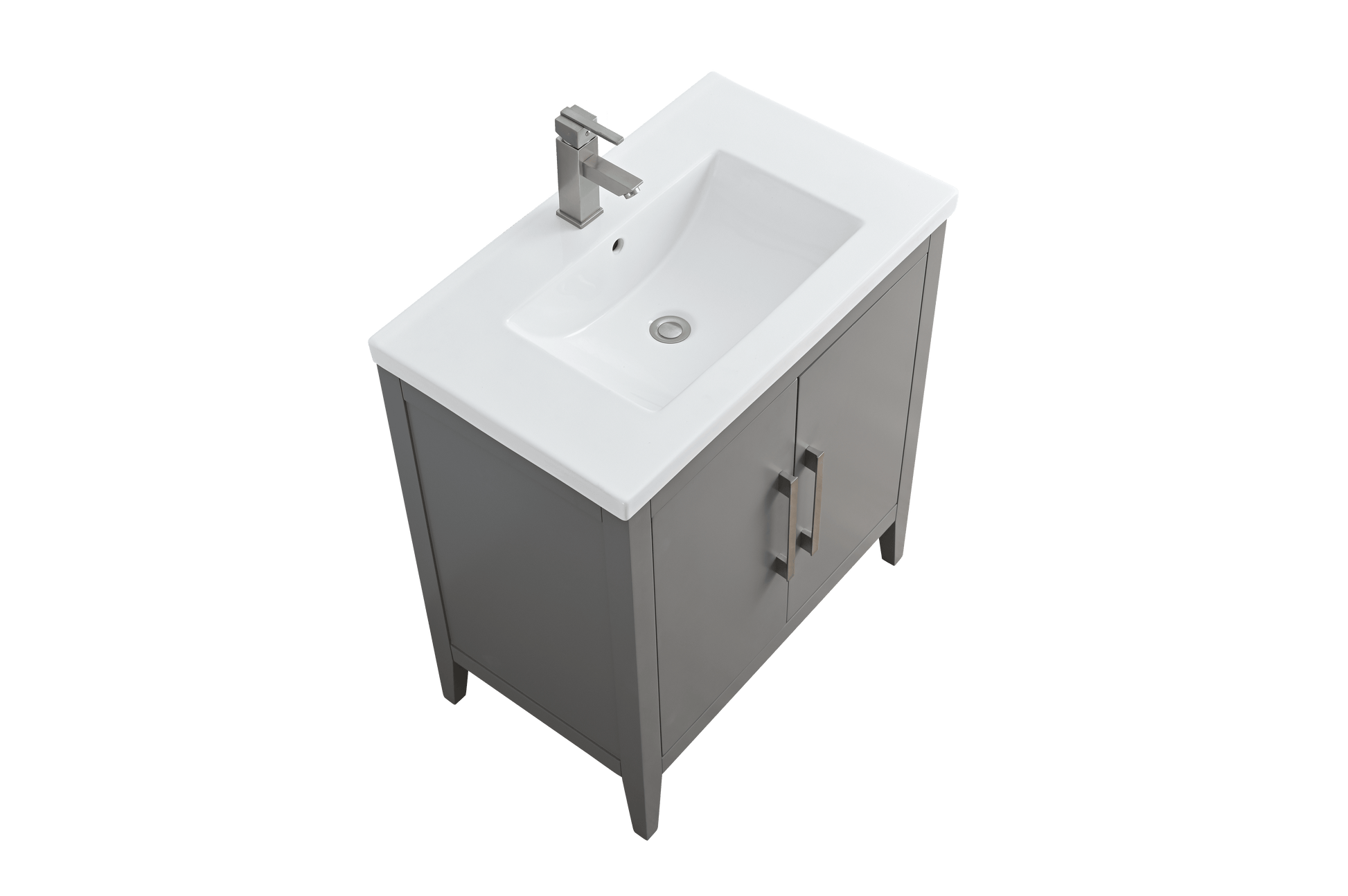 Vanity Art VA9030-G 30 Inch Single Sink Bathroom Vanity in Cashmere Gray with Ceramic Top - Vanity Art VA9030-G