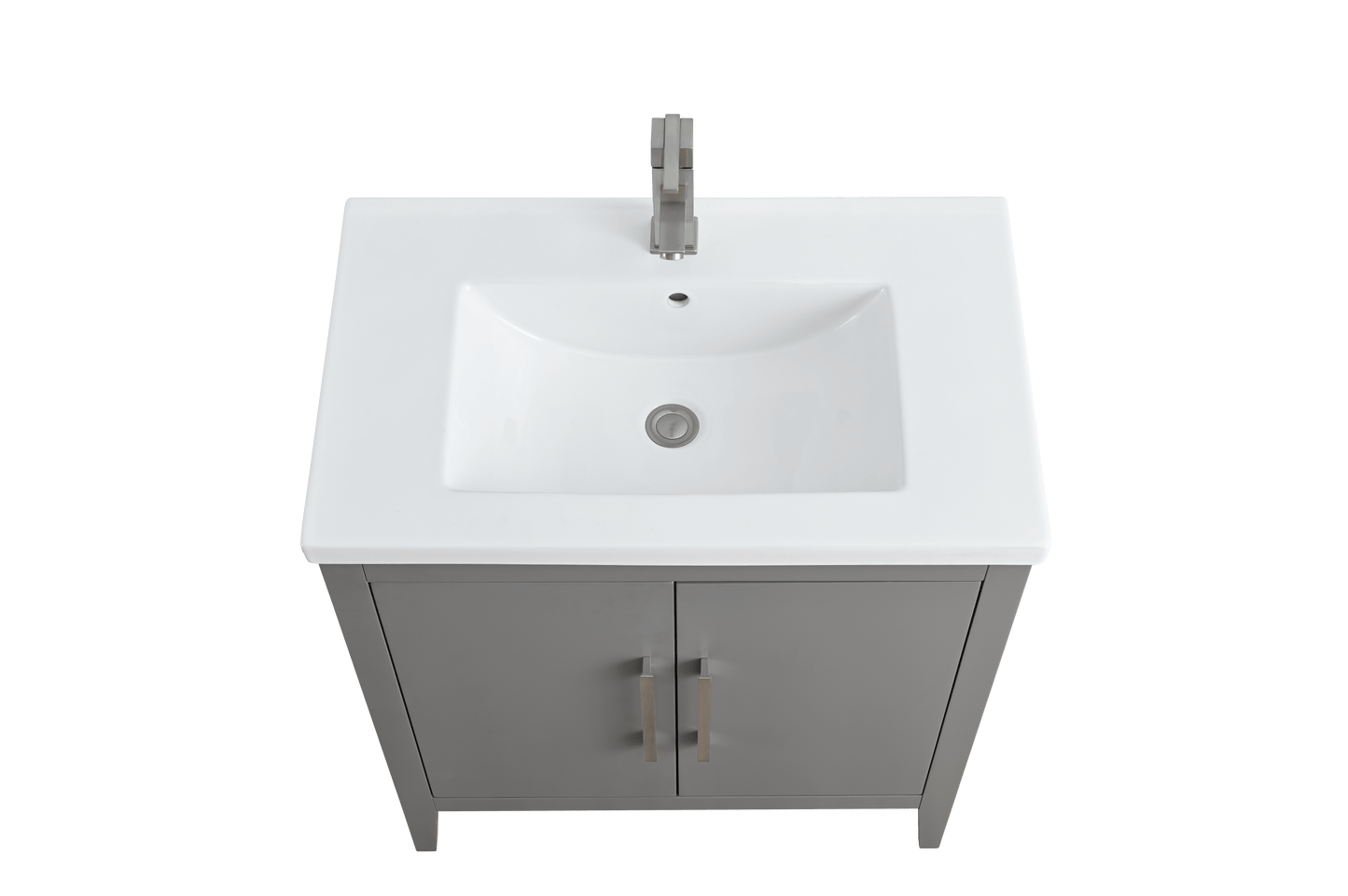 Vanity Art VA9030-G 30 Inch Single Sink Bathroom Vanity in Cashmere Gray with Ceramic Top - Vanity Art VA9030-G