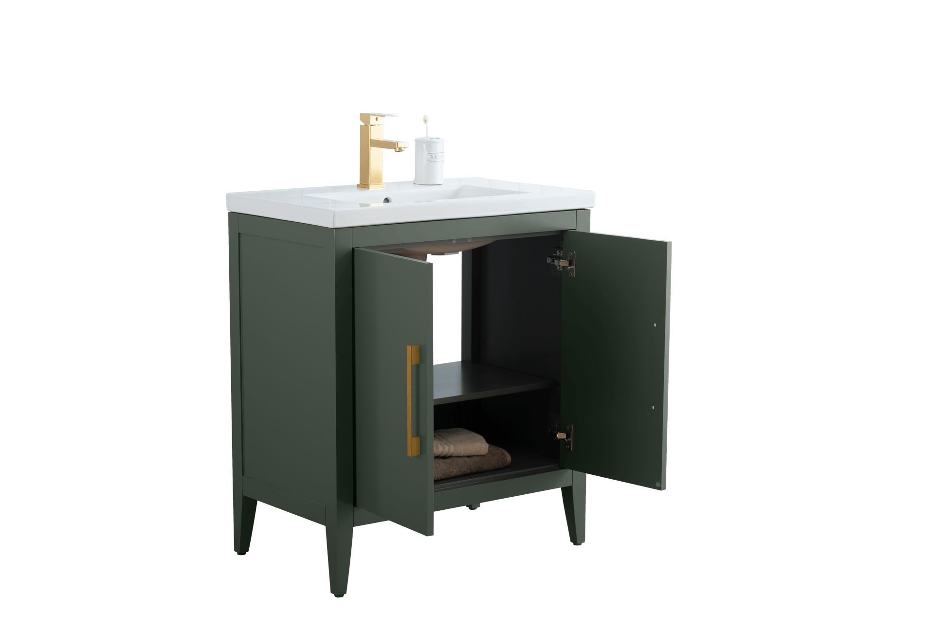 Vanity Art VA9030-VG 30 Inch Single Sink Bathroom Vanity in Vintage Green with Ceramic Top - Vanity Art VA9030-VG