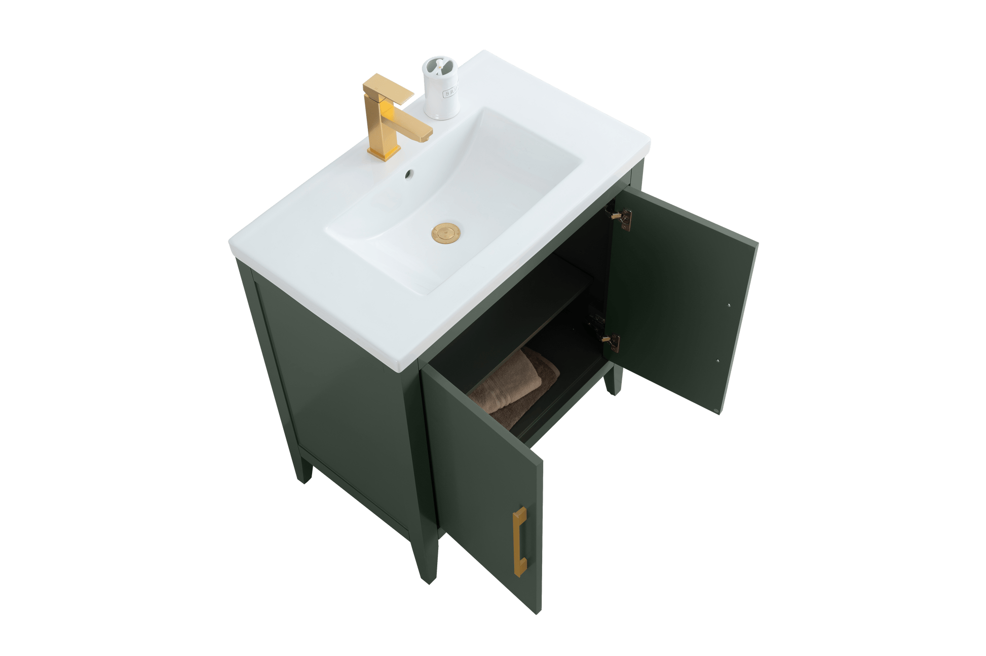 Vanity Art VA9030-VG 30 Inch Single Sink Bathroom Vanity in Vintage Green with Ceramic Top - Vanity Art VA9030-VG