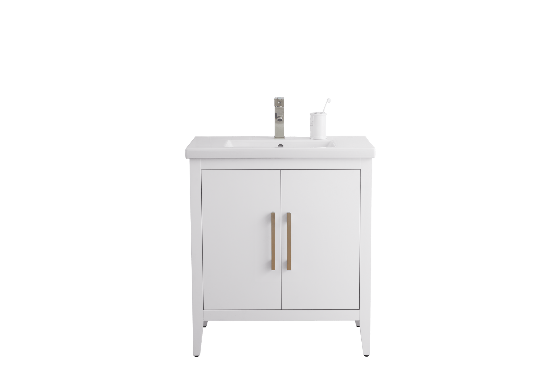 Vanity Art VA9030-W 30 Inch Single Sink Bathroom Vanity in White with Ceramic Top - Vanity Art VA9030-W