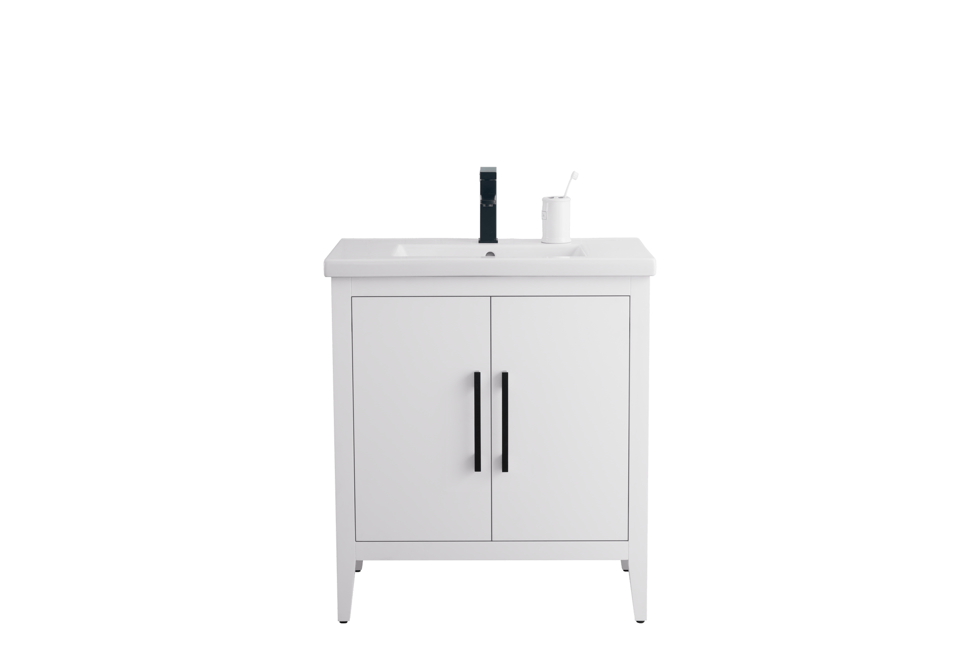 Vanity Art VA9030-W 30 Inch Single Sink Bathroom Vanity in White with Ceramic Top - Vanity Art VA9030-W