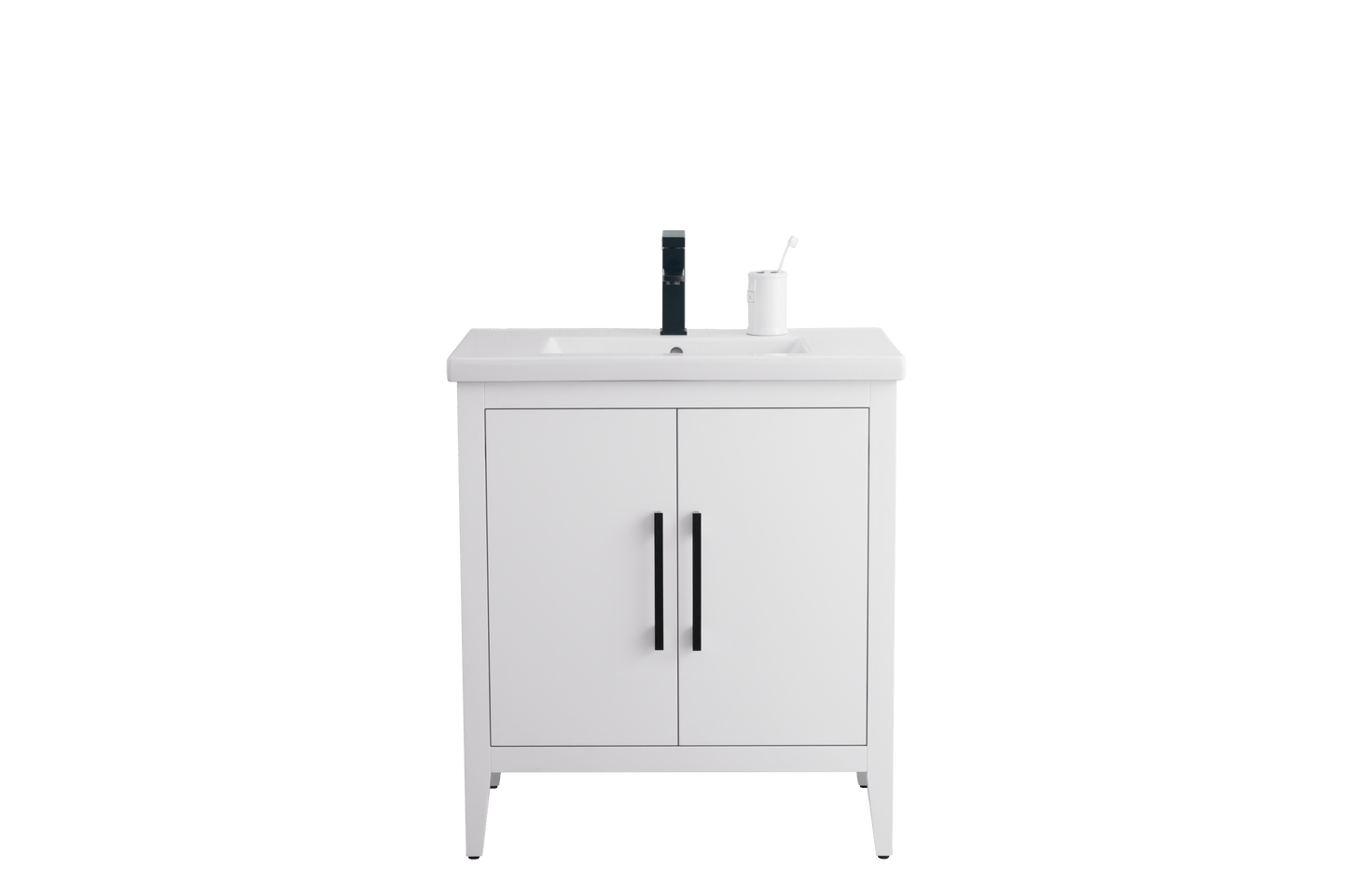 Vanity Art VA9030-W 30 Inch Single Sink Bathroom Vanity in White with Ceramic Top - Vanity Art VA9030-W