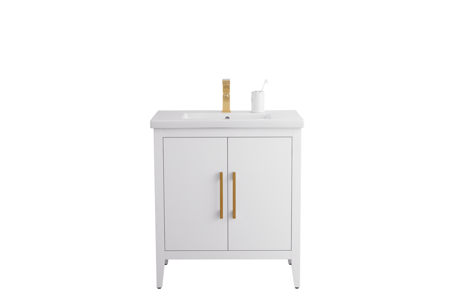 Vanity Art VA9030-W 30 Inch Single Sink Bathroom Vanity in White with Ceramic Top - Vanity Art VA9030-W