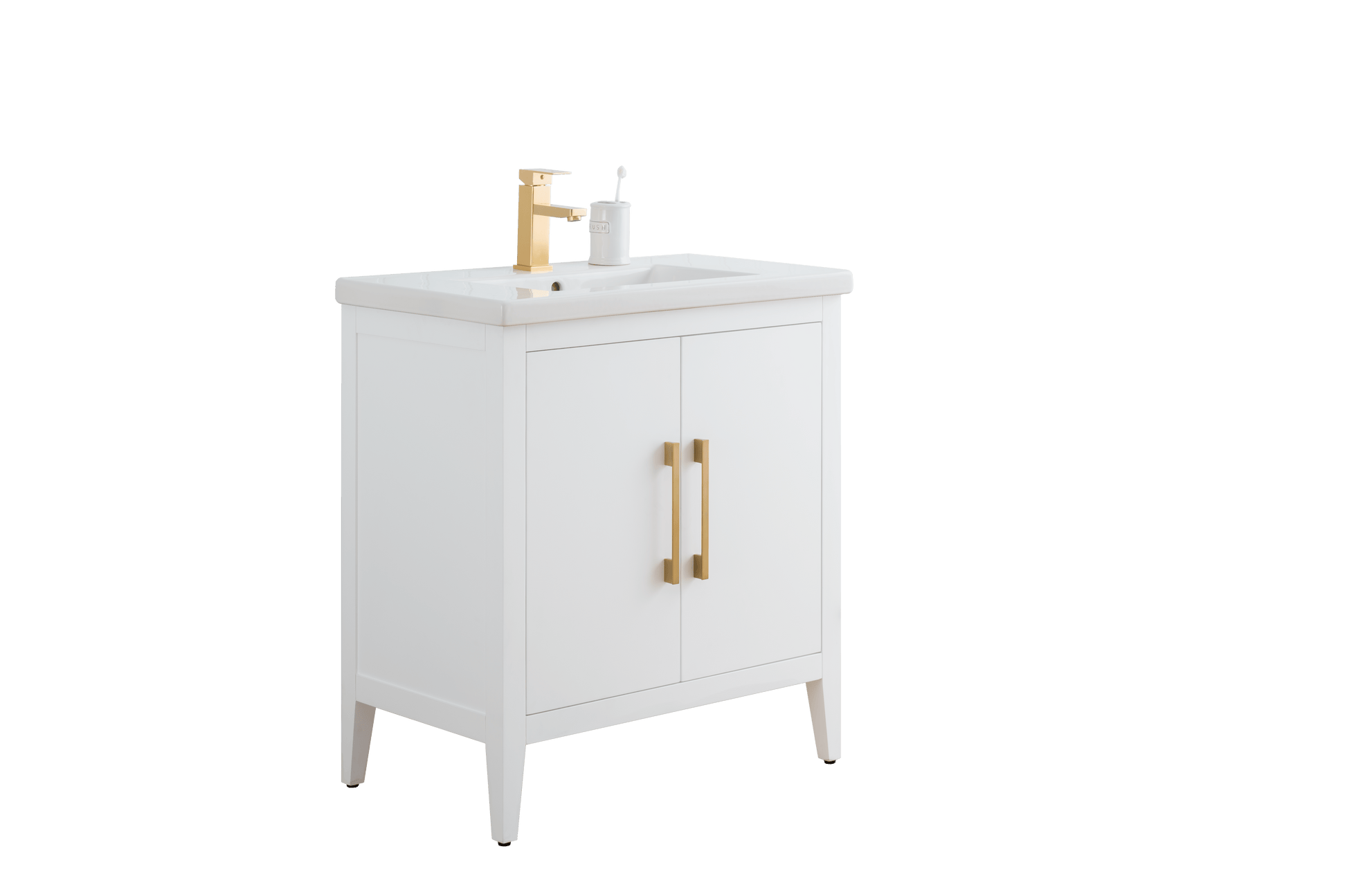 Vanity Art VA9030-W 30 Inch Single Sink Bathroom Vanity in White with Ceramic Top - Vanity Art VA9030-W