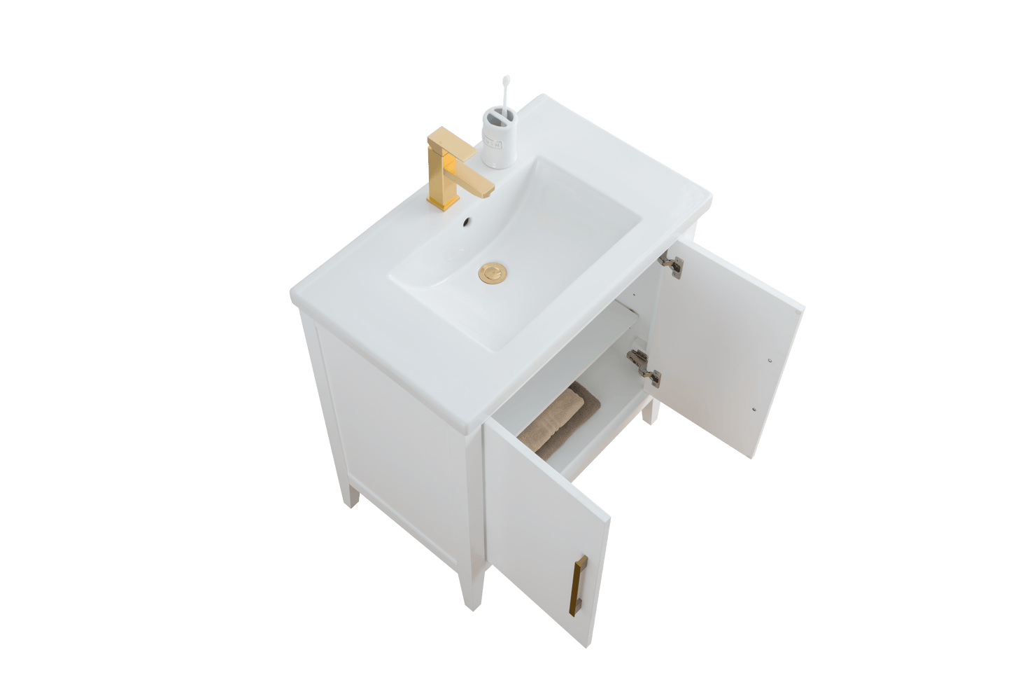 Vanity Art VA9030-W 30 Inch Single Sink Bathroom Vanity in White with Ceramic Top - Vanity Art VA9030-W