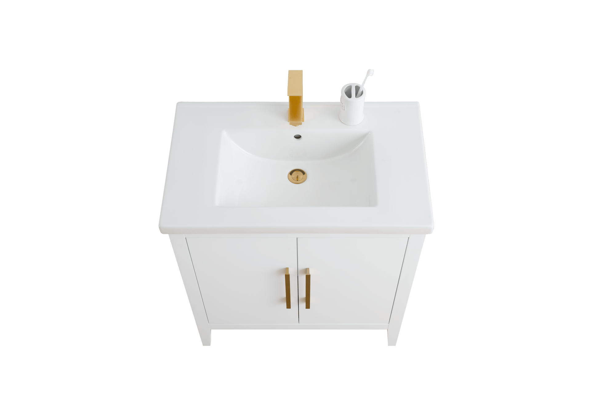 Vanity Art VA9030-W 30 Inch Single Sink Bathroom Vanity in White with Ceramic Top - Vanity Art VA9030-W