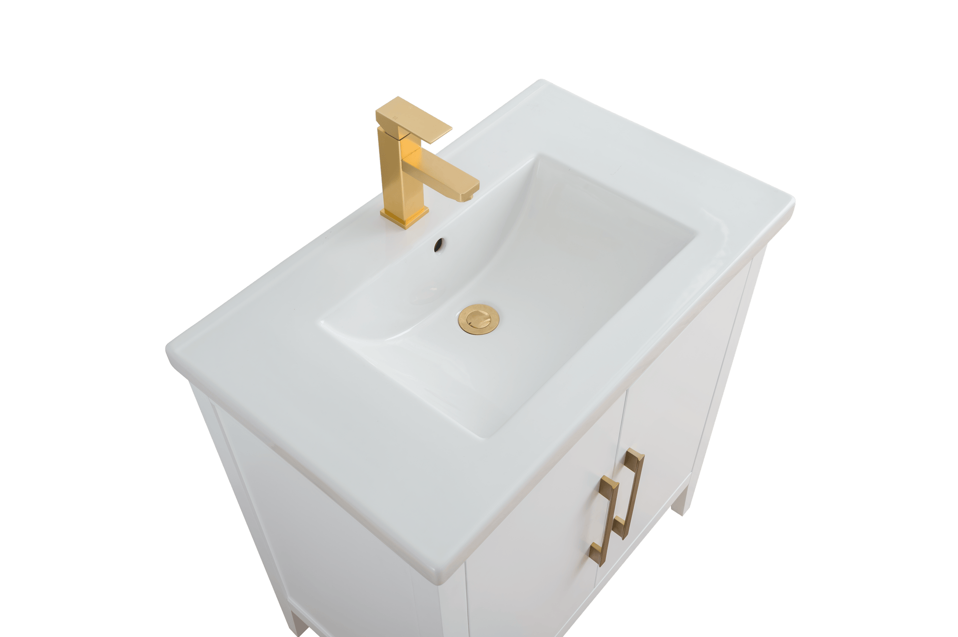 Vanity Art VA9030-W 30 Inch Single Sink Bathroom Vanity in White with Ceramic Top - Vanity Art VA9030-W