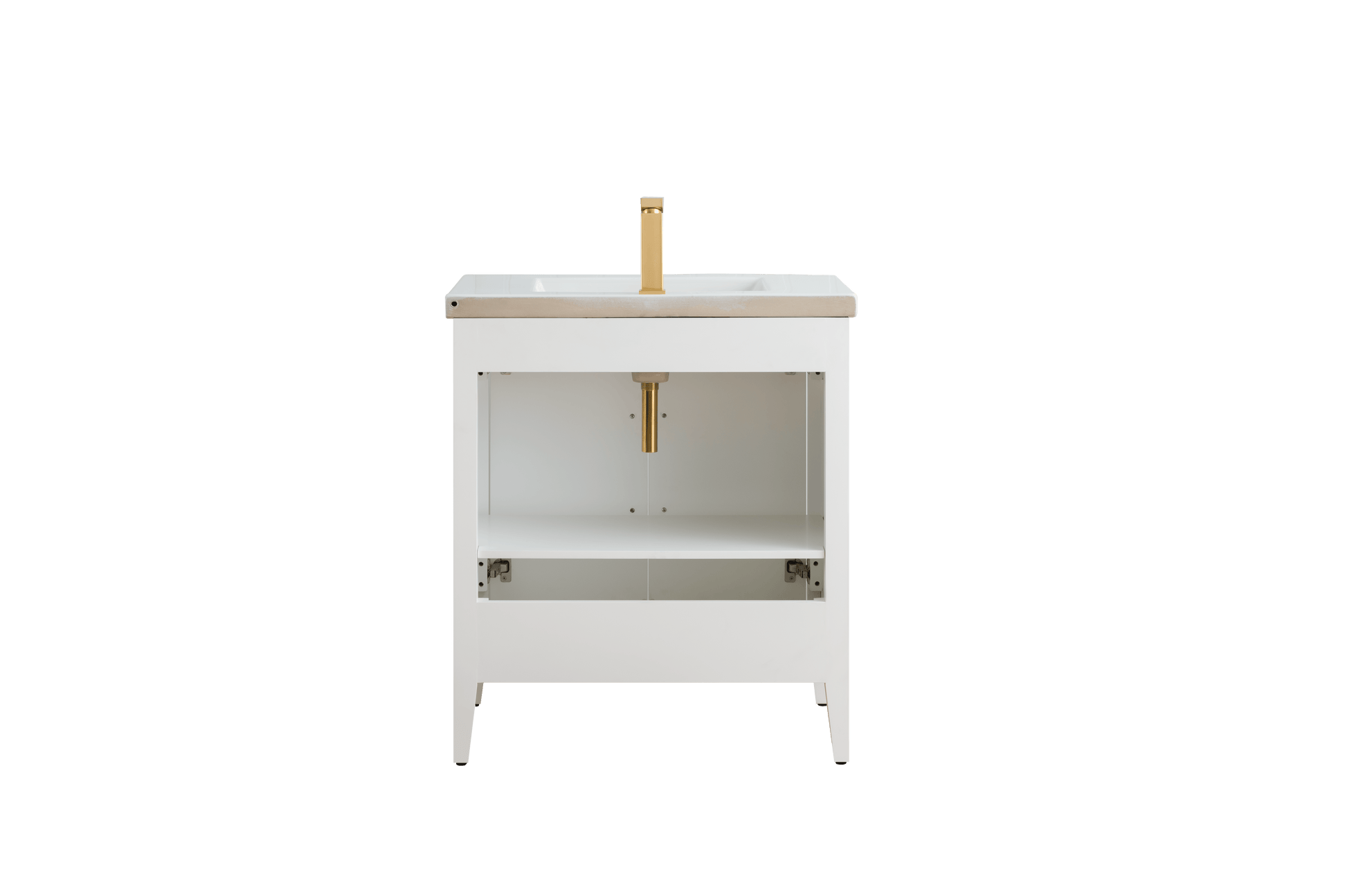 Vanity Art VA9030-W 30 Inch Single Sink Bathroom Vanity in White with Ceramic Top - Vanity Art VA9030-W