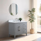 Vanity Art VA9036-G 36 Inch Single Sink Bathroom Vanity in Cashmere Gray with Marble Countertop - Vanity Art VA9036-G