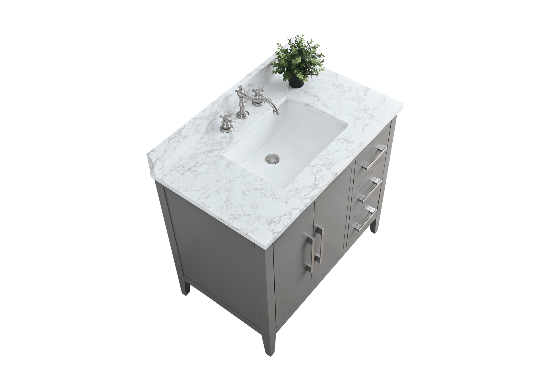 Vanity Art VA9036-G 36 Inch Single Sink Bathroom Vanity in Cashmere Gray with Marble Countertop - Vanity Art VA9036-G