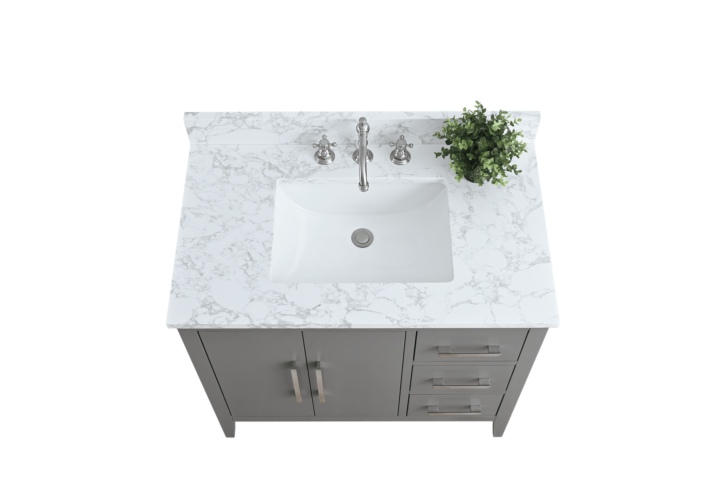 Vanity Art VA9036-G 36 Inch Single Sink Bathroom Vanity in Cashmere Gray with Marble Countertop - Vanity Art VA9036-G