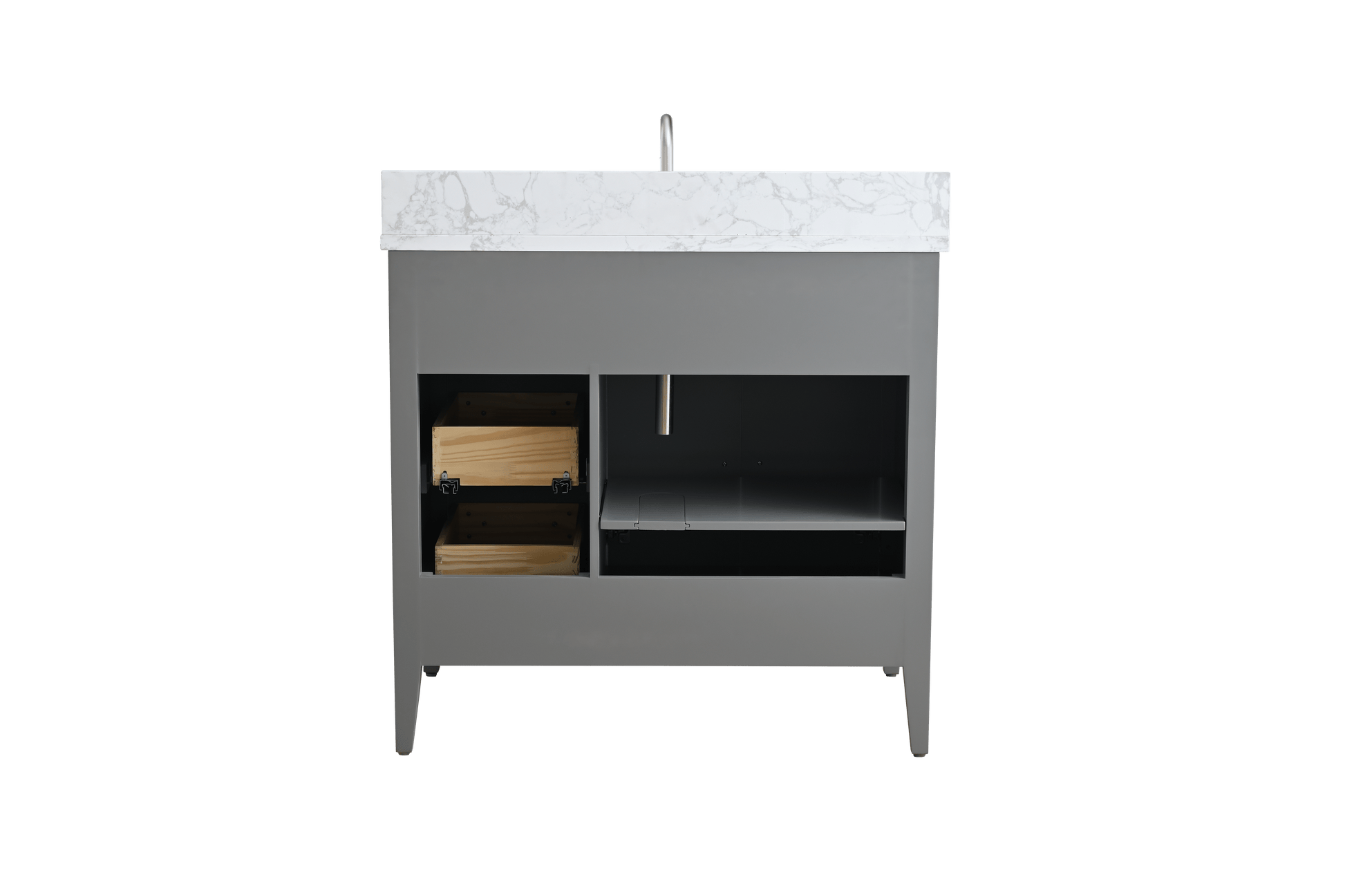 Vanity Art VA9036-G 36 Inch Single Sink Bathroom Vanity in Cashmere Gray with Marble Countertop - Vanity Art VA9036-G