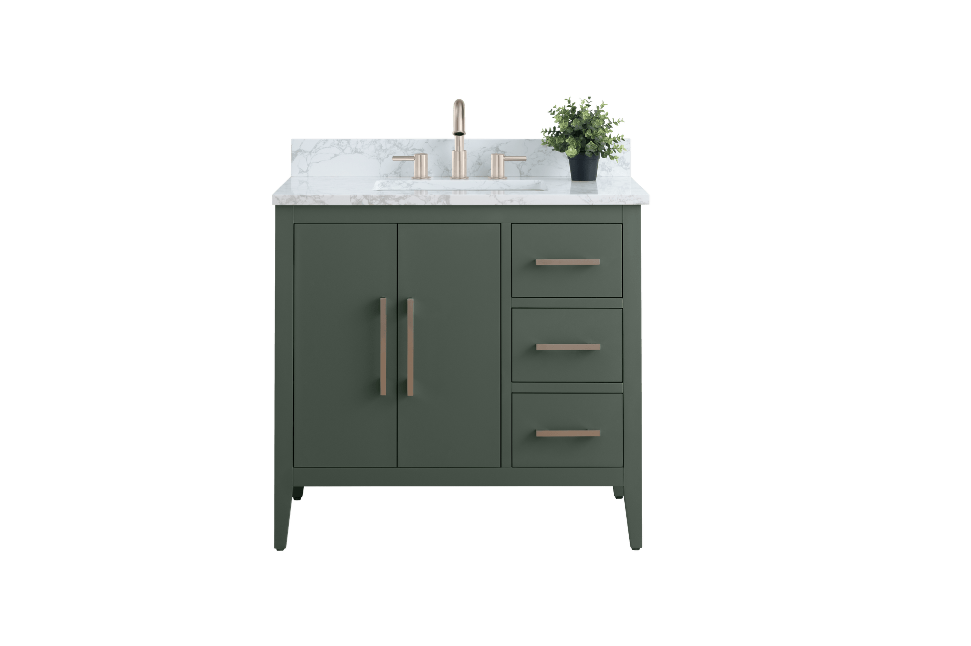 Vanity Art VA9036-VG 36 Inch Single Sink Bathroom Vanity in Vintage Green with Marble Countertop - Vanity Art VA9036-VG