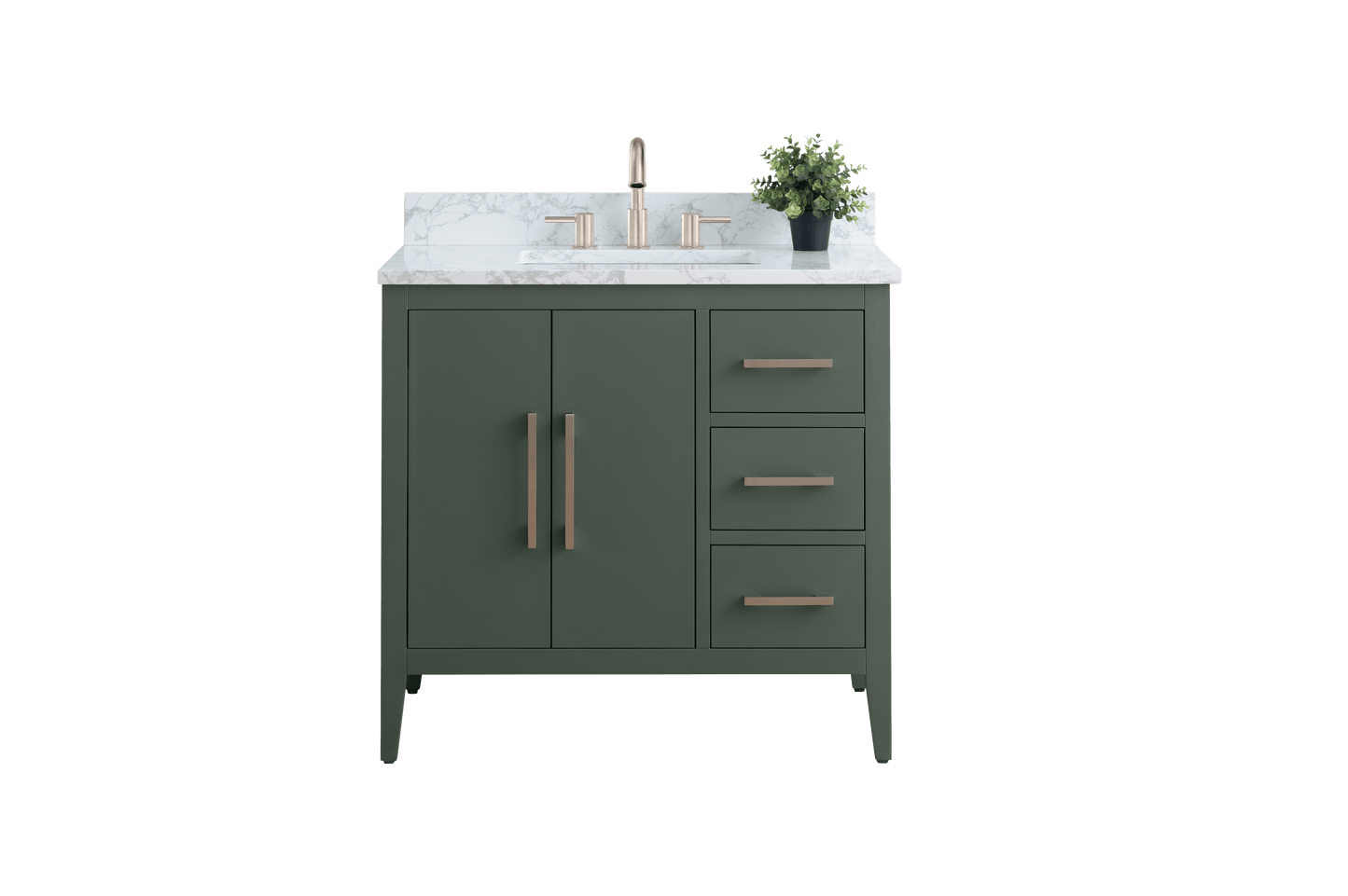 Vanity Art VA9036-VG 36 Inch Single Sink Bathroom Vanity in Vintage Green with Marble Countertop - Vanity Art VA9036-VG