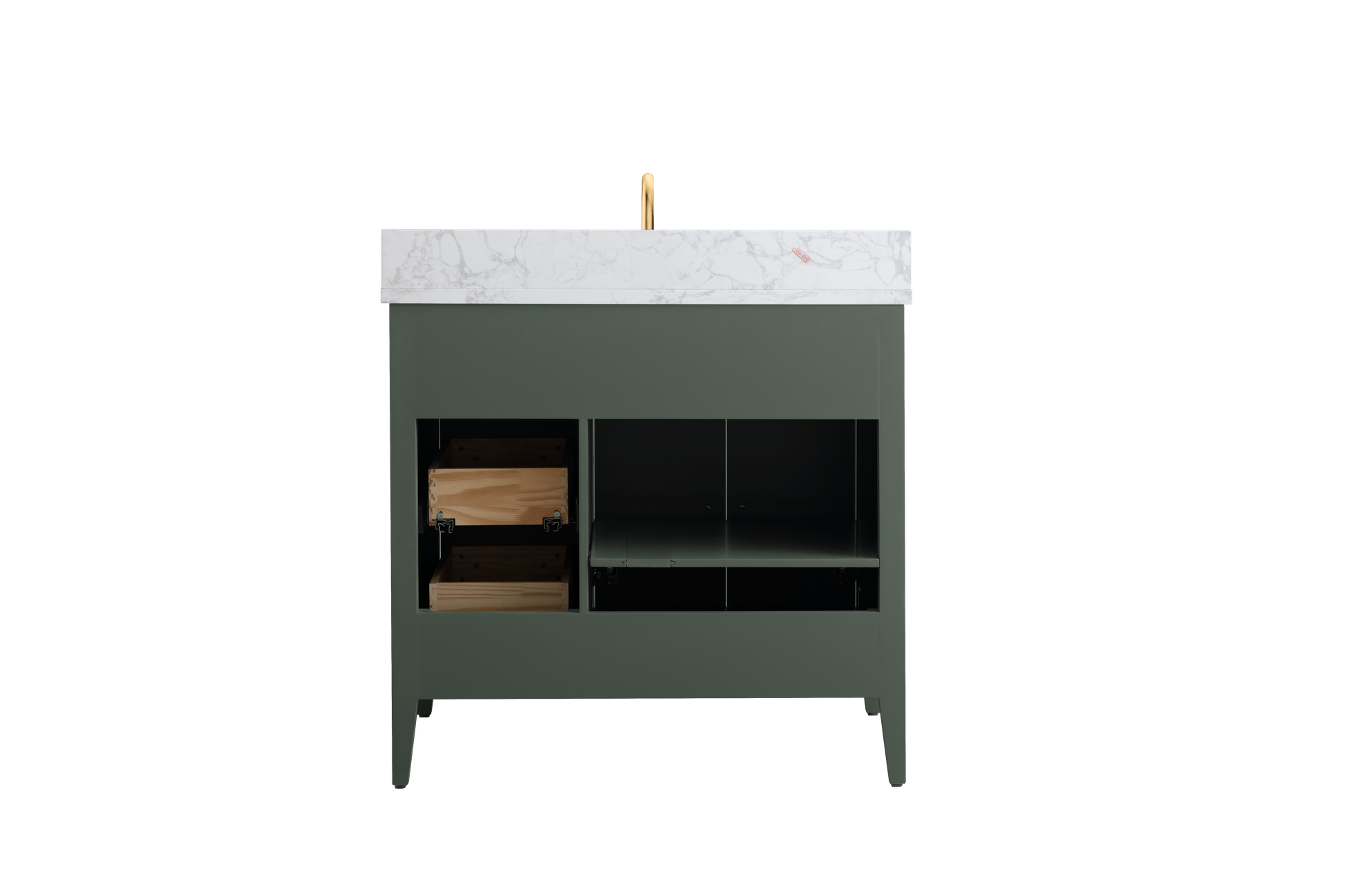 Vanity Art VA9036-VG 36 Inch Single Sink Bathroom Vanity in Vintage Green with Marble Countertop - Vanity Art VA9036-VG