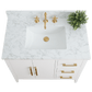 Vanity Art VA9036-W 36 Inch Single Sink Bathroom Vanity in White with Marble Countertop - Vanity Art VA9036-W