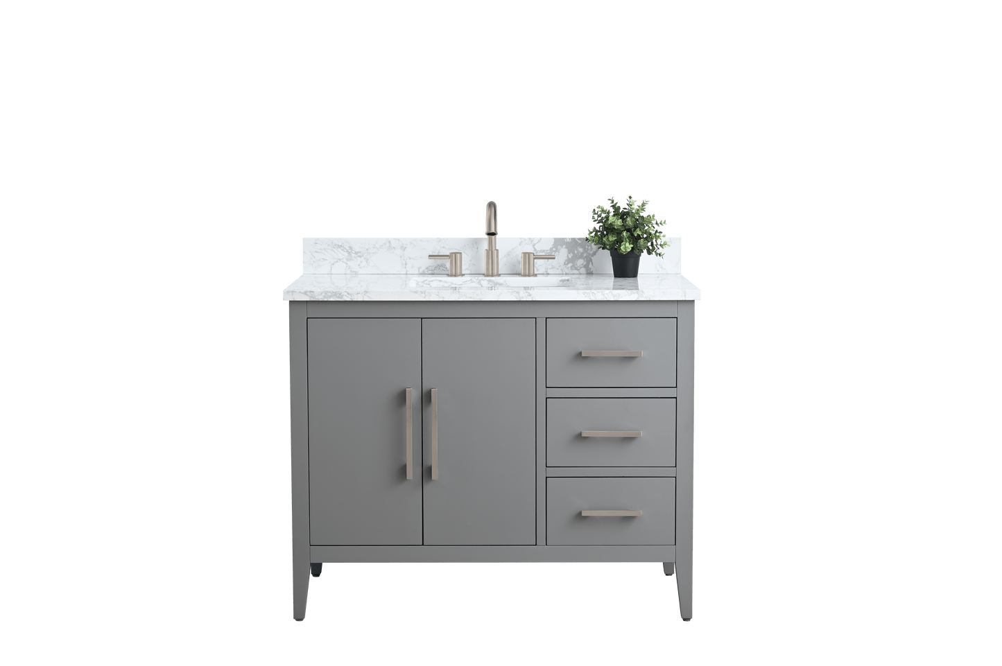 Vanity Art VA9042-G 42 Inch Single Sink Bathroom Vanity in Cashmere Gray with Marble Countertop - Vanity Art VA9042-G