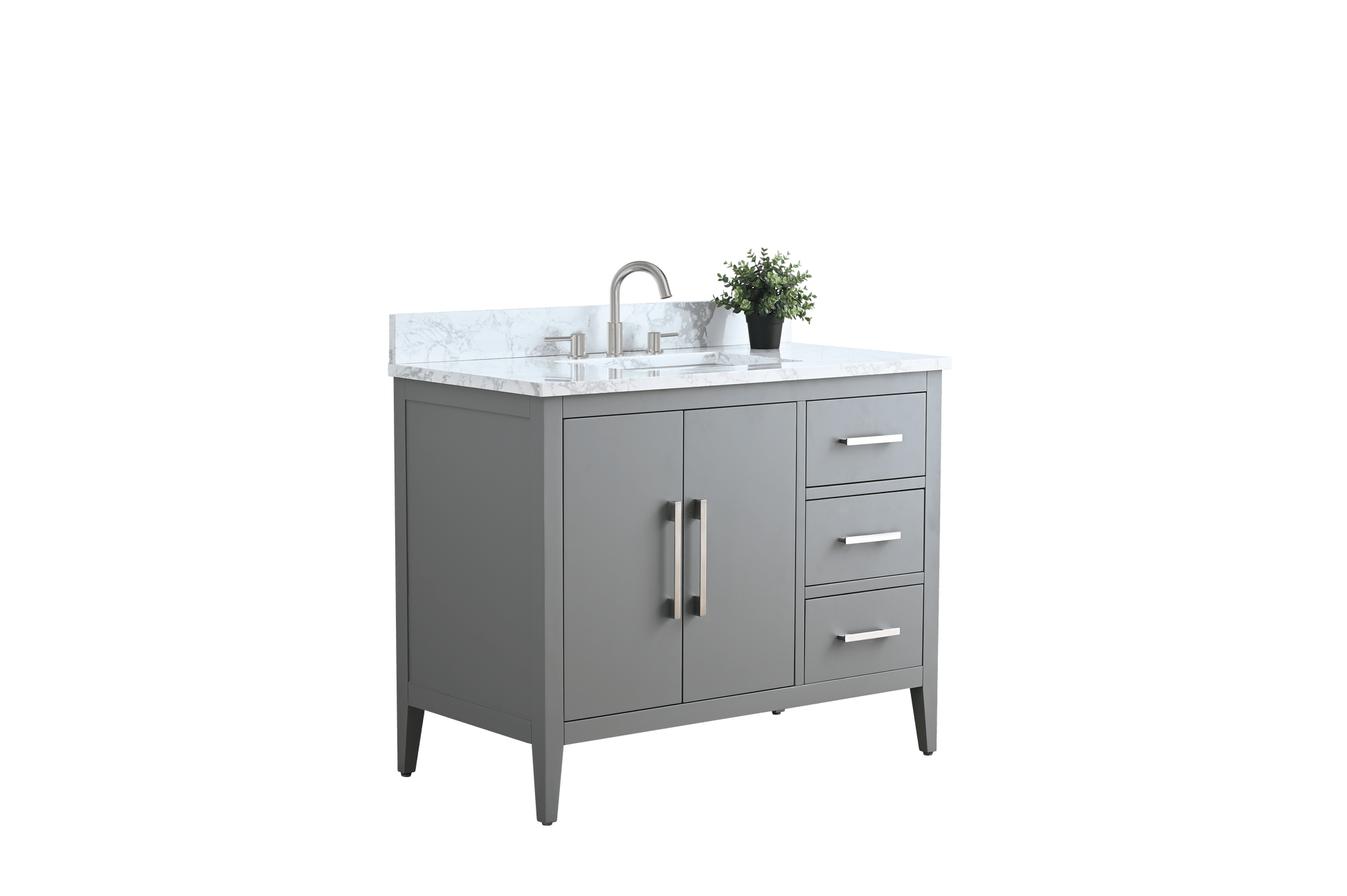 Vanity Art VA9042-G 42 Inch Single Sink Bathroom Vanity in Cashmere Gray with Marble Countertop - Vanity Art VA9042-G