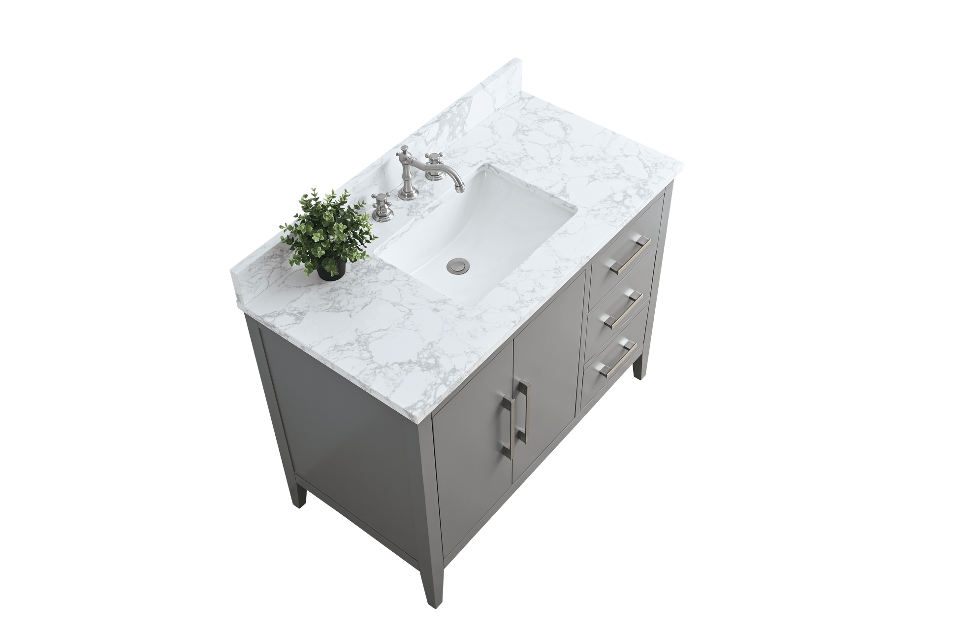 Vanity Art VA9042-G 42 Inch Single Sink Bathroom Vanity in Cashmere Gray with Marble Countertop - Vanity Art VA9042-G